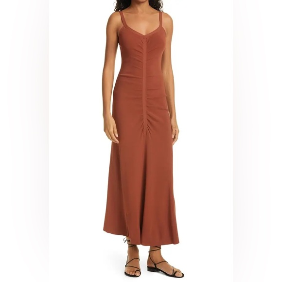 A.L.C. Dionne Ruched Rib Sweater Dress in Deep Amber - Size S, Nearly New - Picture 3 of 5